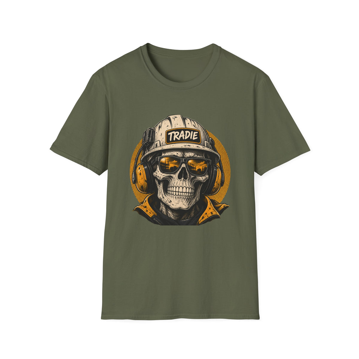 Skull Tradie Tee — Construction Worker Helmet Graphic T-Shirt
