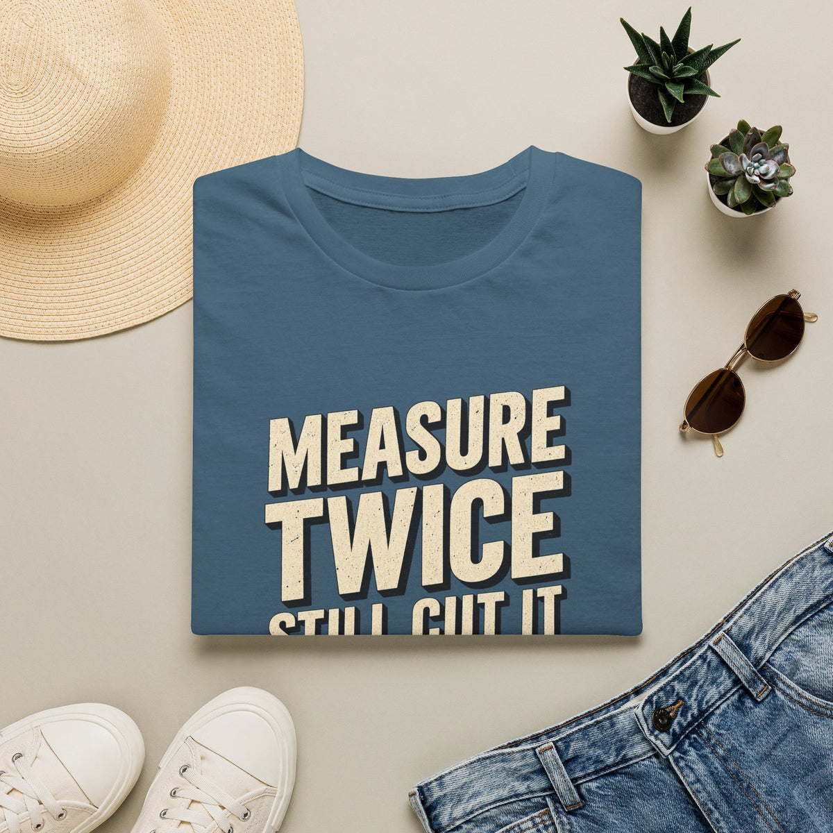 Measure Twice Still Cut It Wrong T-Shirt — Funny Carpenter Woodworker Tee