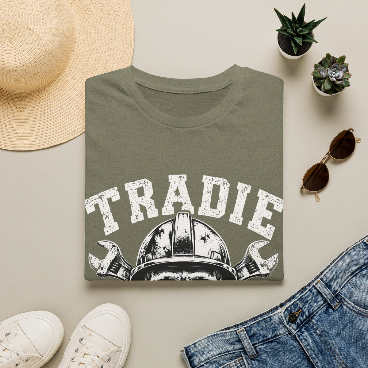 Tradie Skull Helmet Tee — Tradesman Tool Worker T‑Shirt