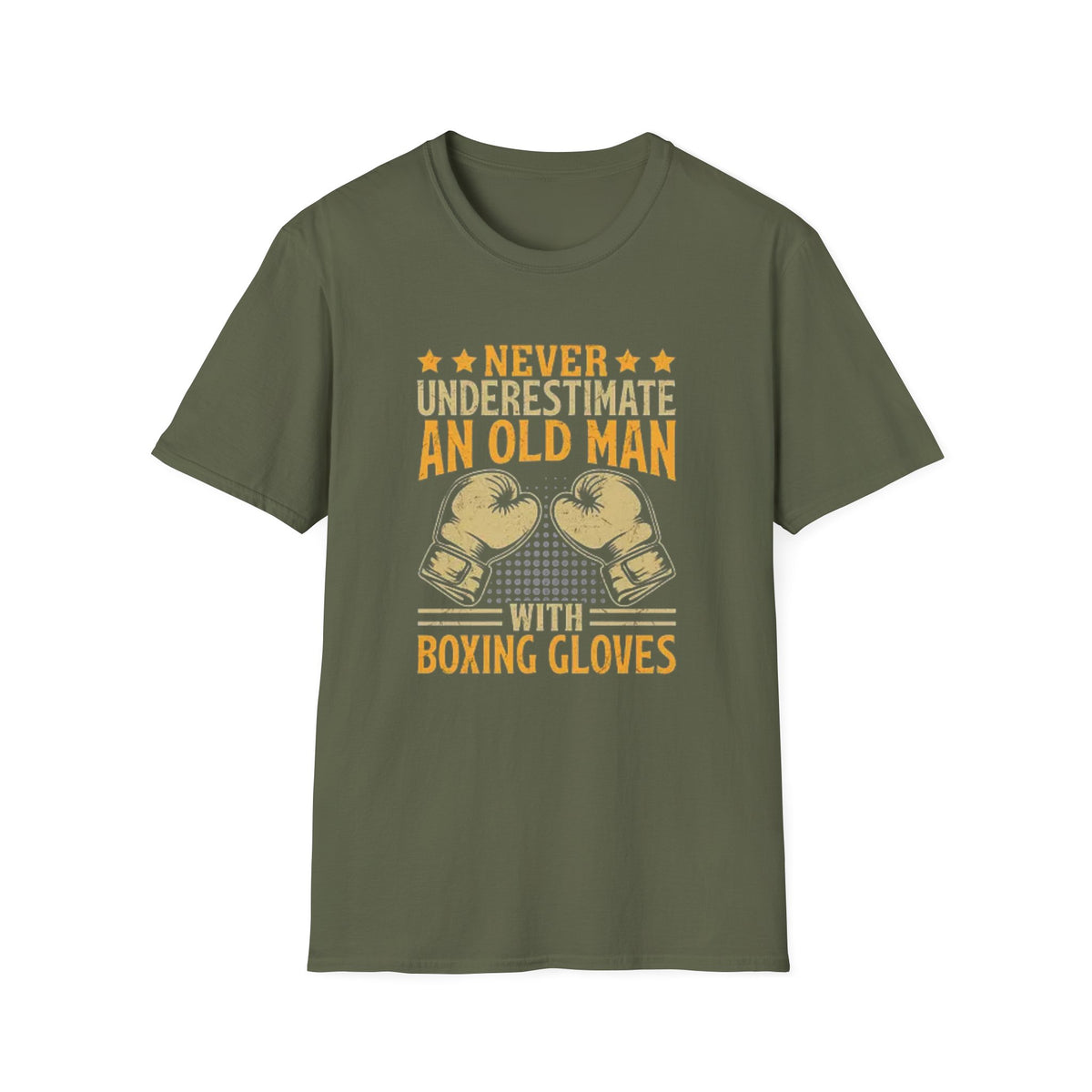Boxing T-Shirt — "Never Underestimate an Old Man with Boxing Gloves" Vintage Boxing Tee