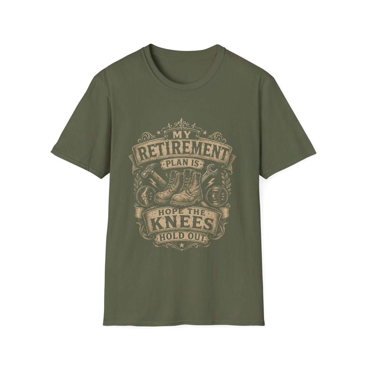 Retirement Boots T‑Shirt — “My Retirement Plan Is I Hope The Knees Hold Out” Humorous Gift