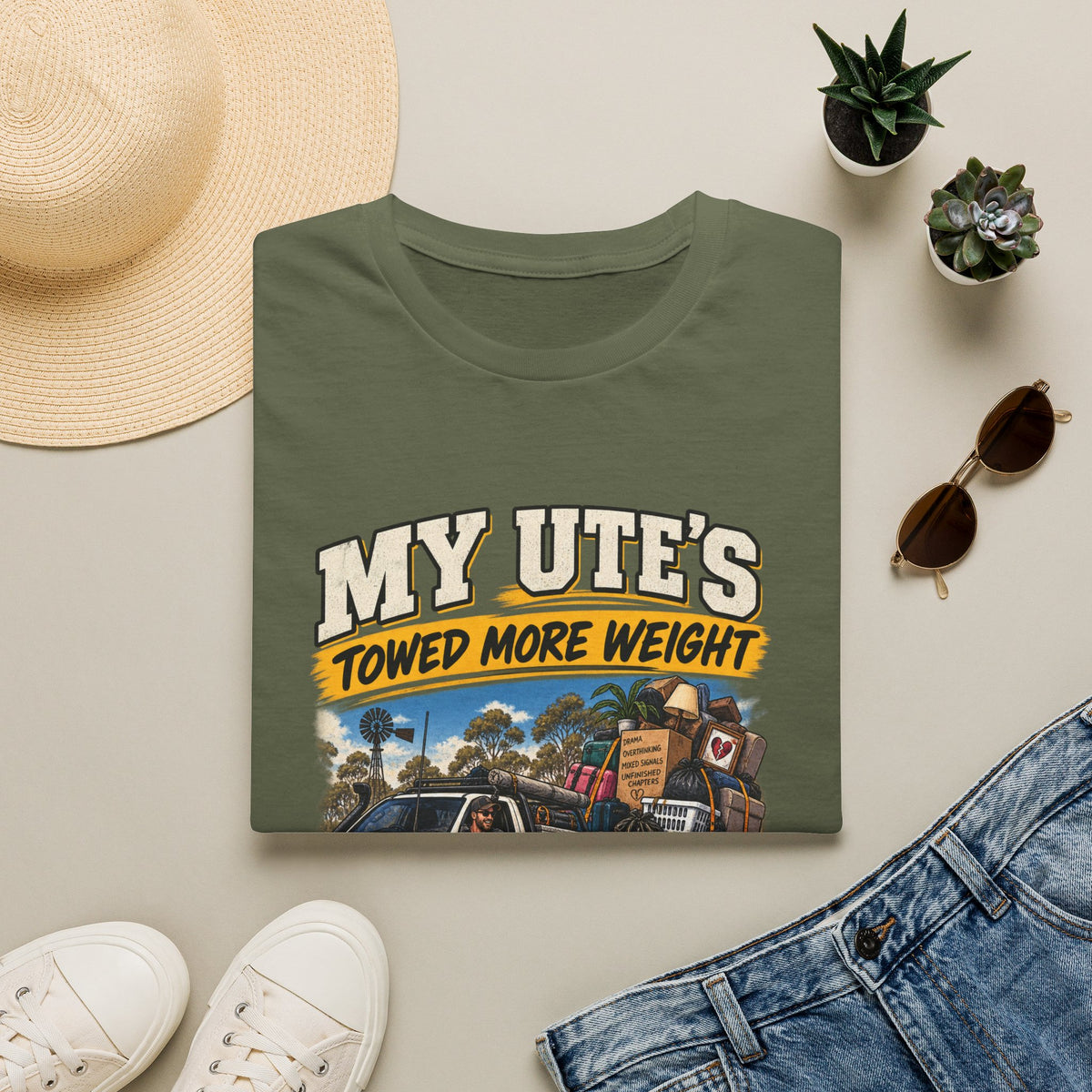 Ute T-Shirt – "My Ute's Towed More Weight Than My Ex's Emotional Baggage" Truck Graphic Tee
