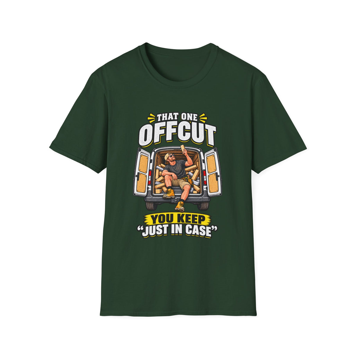 That One Offcut T‑Shirt – "You Keep Just In Case" Funny Carpenter / Woodworker Tee