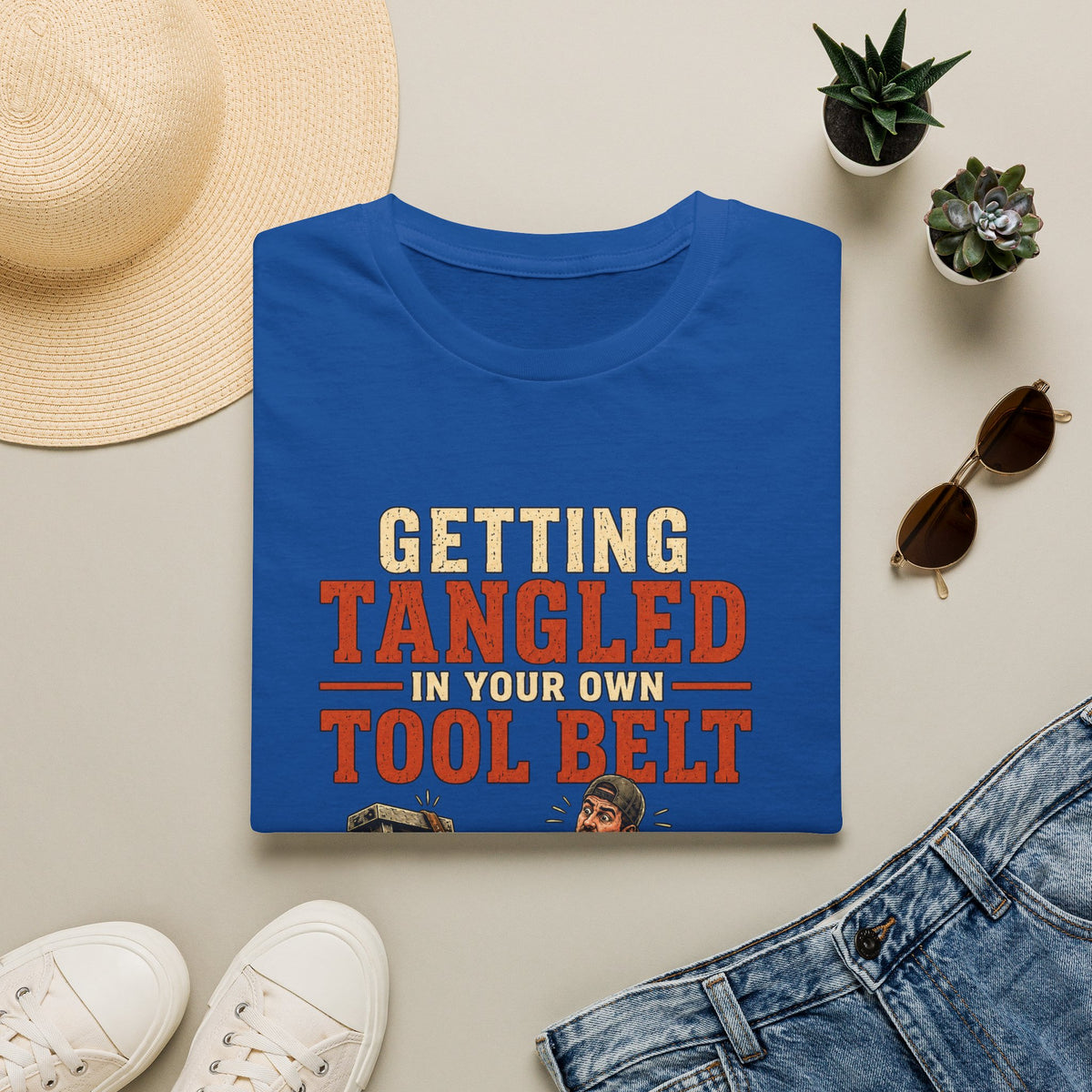 Getting Tangled in Your Own Tool Belt T-Shirt - Funny Rock Climbing / Handyman Graphic Tee