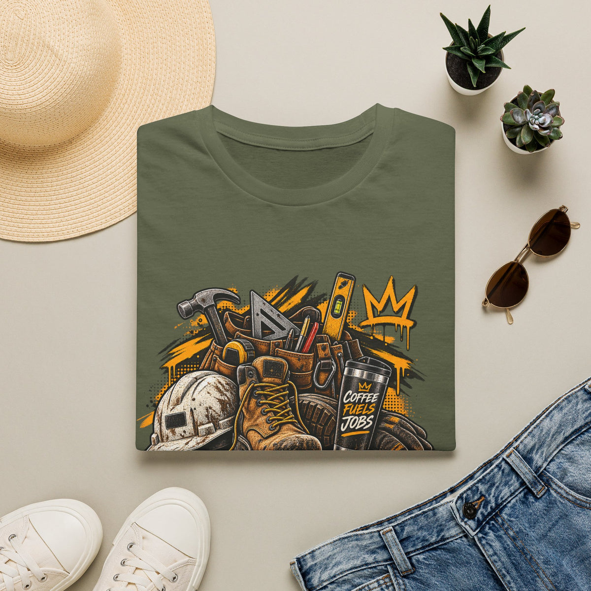 Urban Explorer T-Shirt — Street Gear Graphic Tee (Boots, Helmet & Radio)