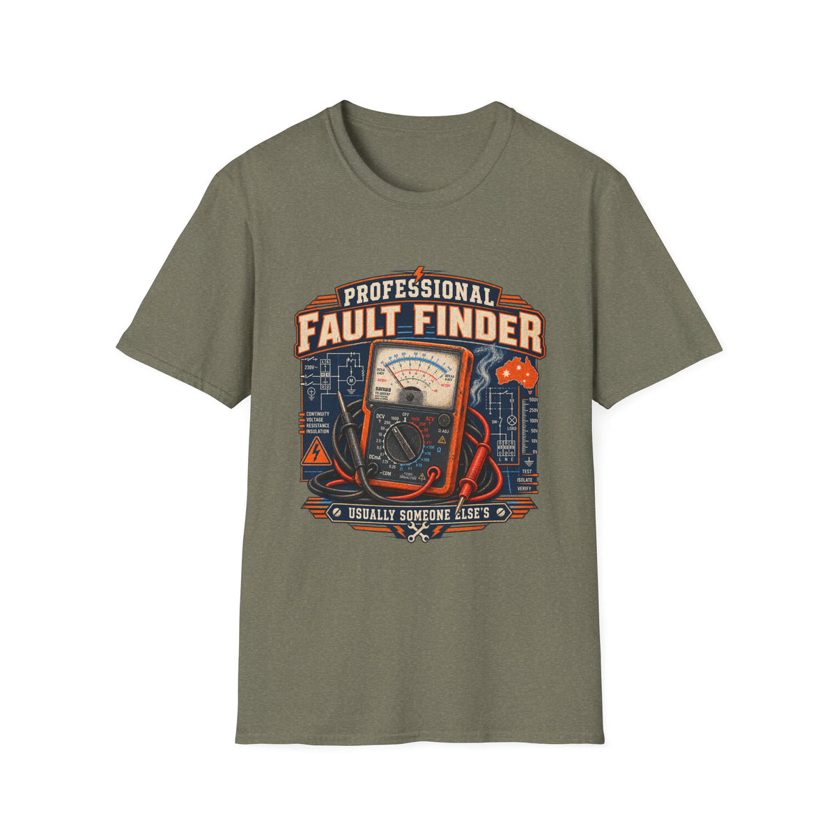 Fault Finder T-Shirt — Professional Electrician Multimeter Vintage Graphic Tee