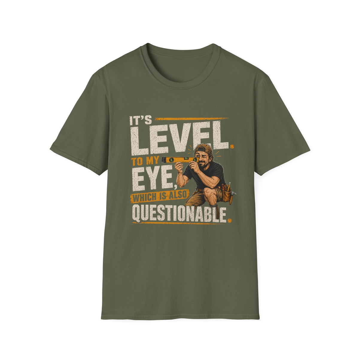 Funny Golf T-Shirt — "It's Level to My Eye, Which Is Also Questionable" Golf Humor Tee