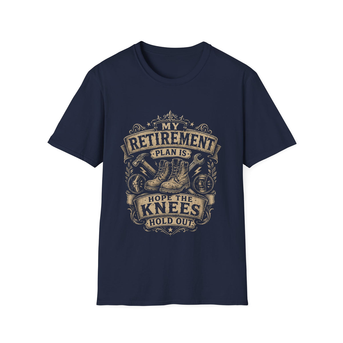 Retirement Boots T‑Shirt — “My Retirement Plan Is I Hope The Knees Hold Out” Humorous Gift