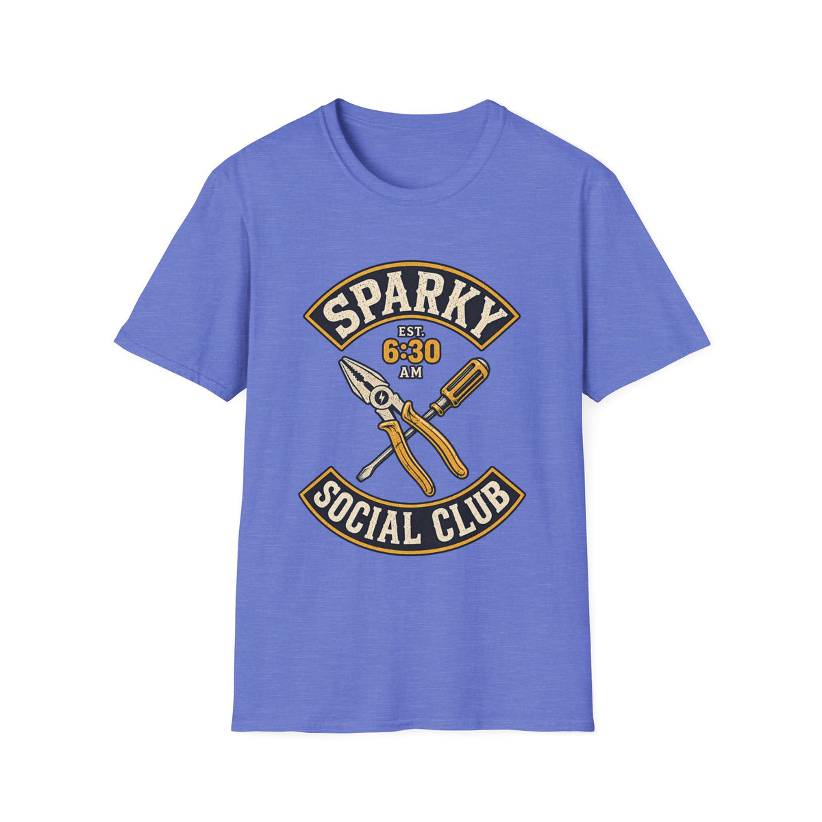 Sparky Social Club T-Shirt – 6:30 AM Electrician Tools Graphic Tee