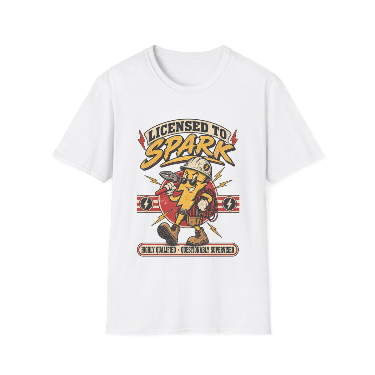 Licensed to Spark T-Shirt — Electrician Retro Cartoon Tee