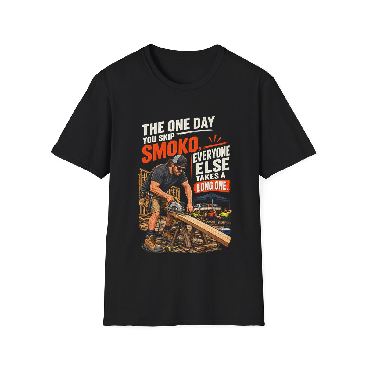 Smoking BBQ T‑Shirt — “The One Day You Skip Smoko…” Grill Cook Tee