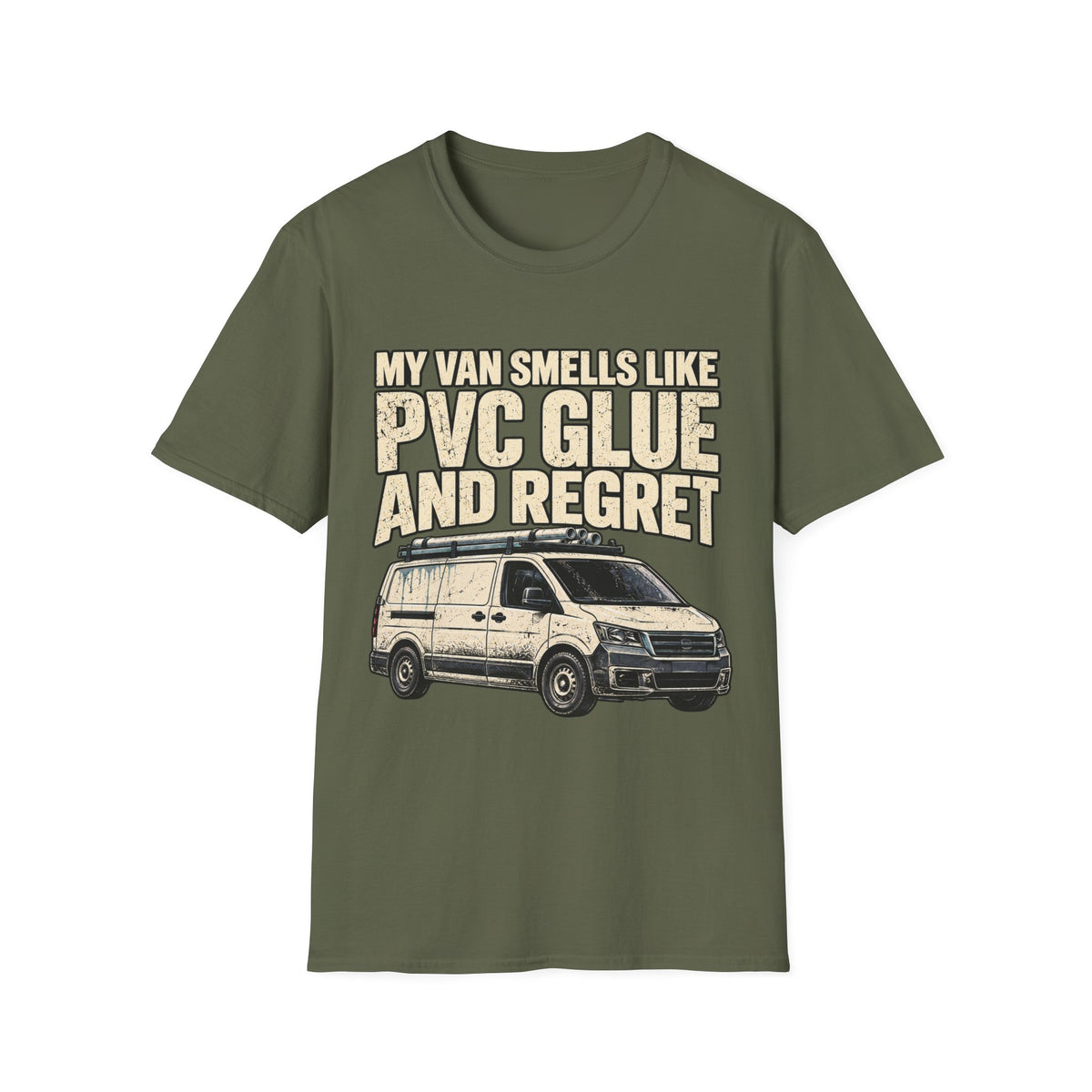 PVC Glue and Regret Van T-Shirt — Funny Campervan Mechanic Tee