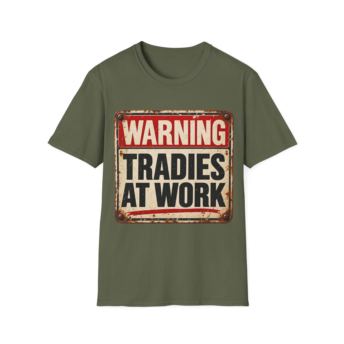 Warning Tradies At Work T-Shirt — Vintage Tradesman Workwear Tee