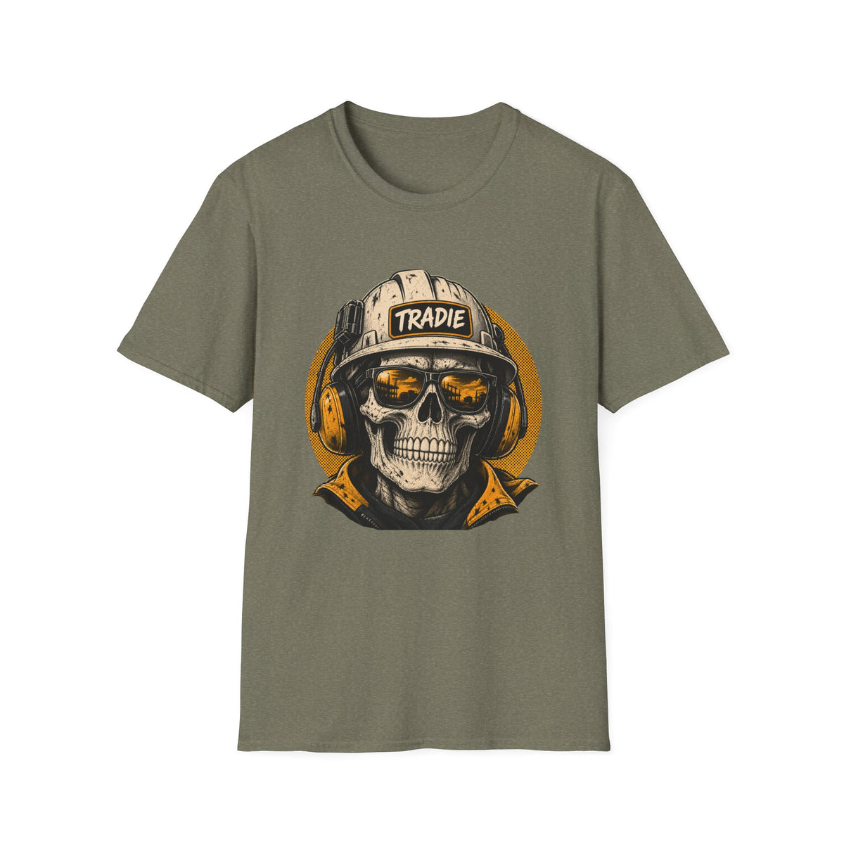 Skull Tradie Tee — Construction Worker Helmet Graphic T-Shirt