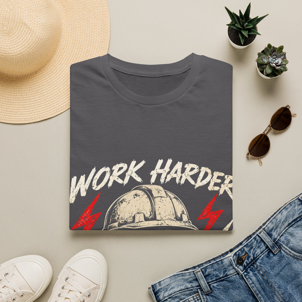 Work Harder Skull Tee — 'Work Harder Stay Dangerous' Graphic T-Shirt for Workers & Mechanics
