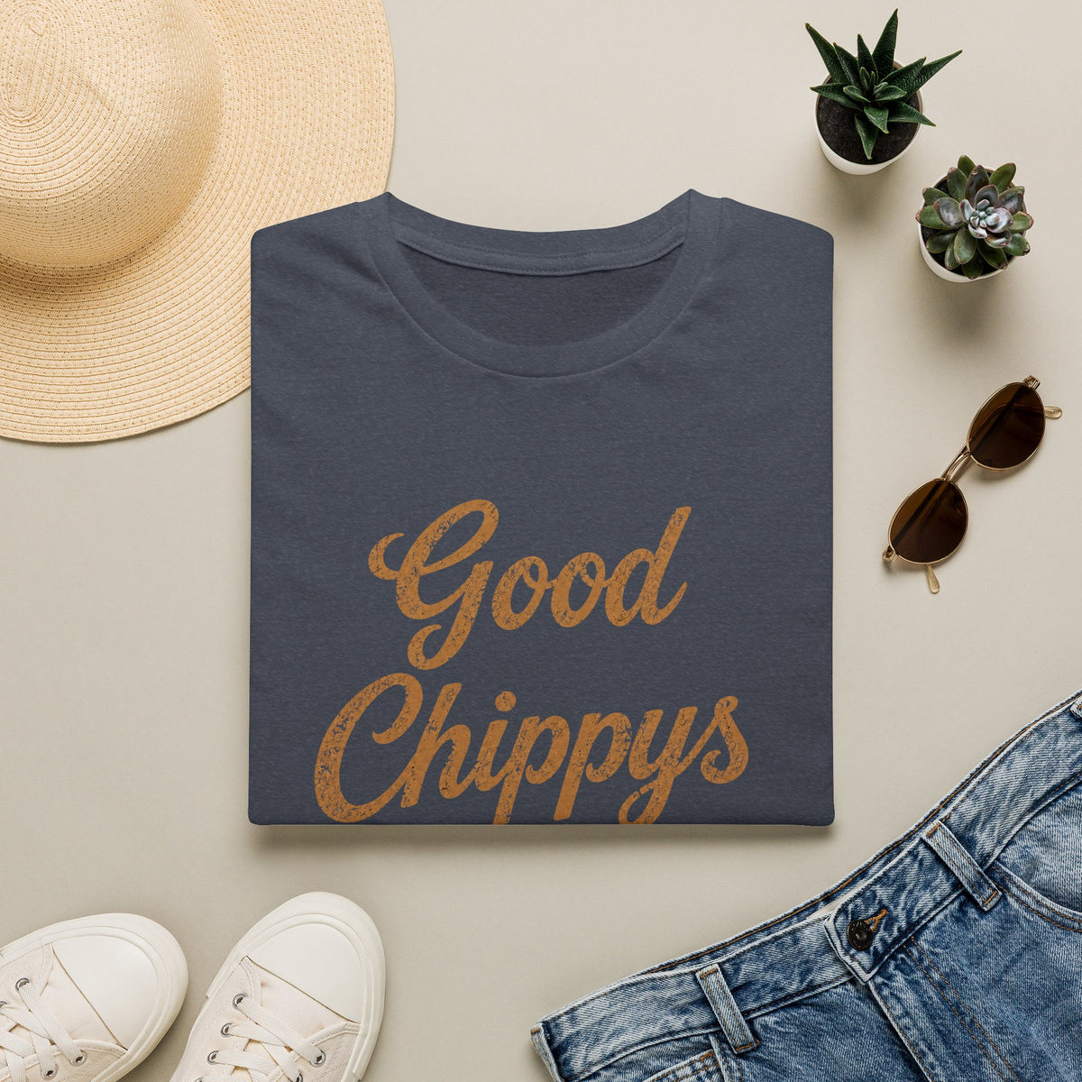 Good Chippys Aren't Cheap T-Shirt — Funny Vintage Script Tee
