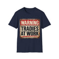 Warning Tradies At Work T-Shirt — Vintage Tradesman Workwear Tee