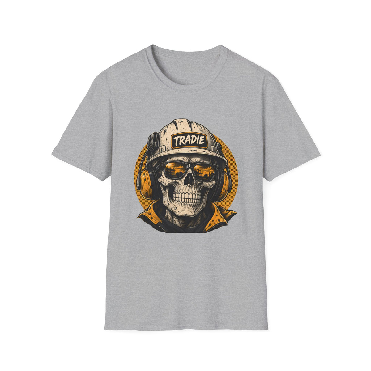 Skull Tradie Tee — Construction Worker Helmet Graphic T-Shirt