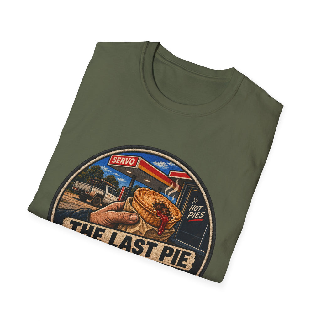 T-Shirt — "The Last Pie at the Servo Is Always a Gamble" Retro Gas Station Pie Tee