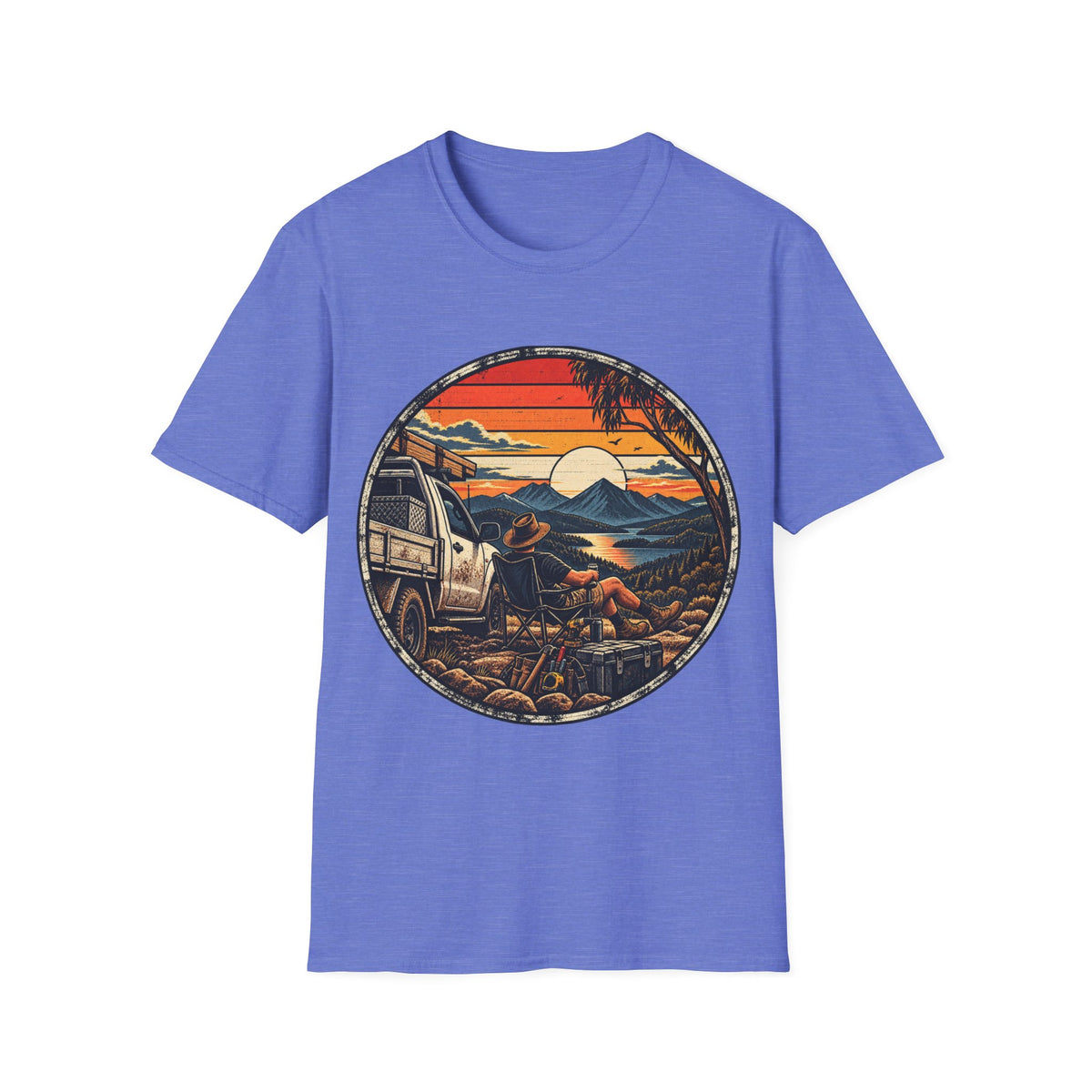 Camping Sunset T-Shirt — Vintage Mountain Campfire Graphic