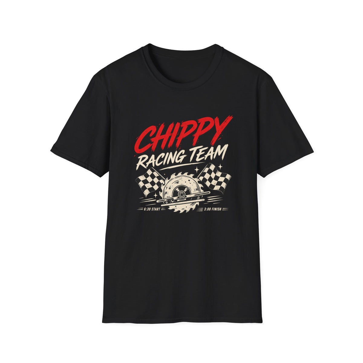 Racing T-Shirt — "Chippy Racing Team" Vintage Checkered Flag Tee