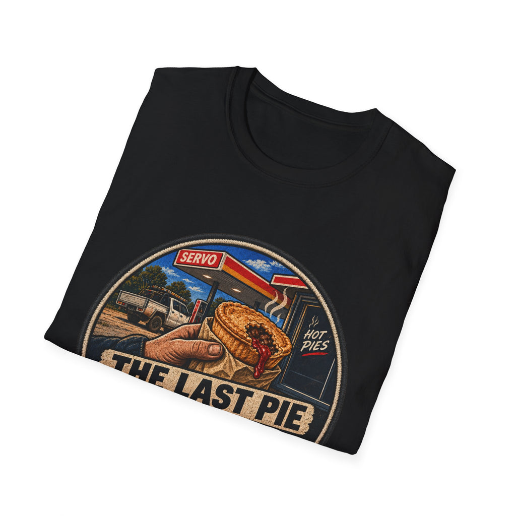 T-Shirt — "The Last Pie at the Servo Is Always a Gamble" Retro Gas Station Pie Tee