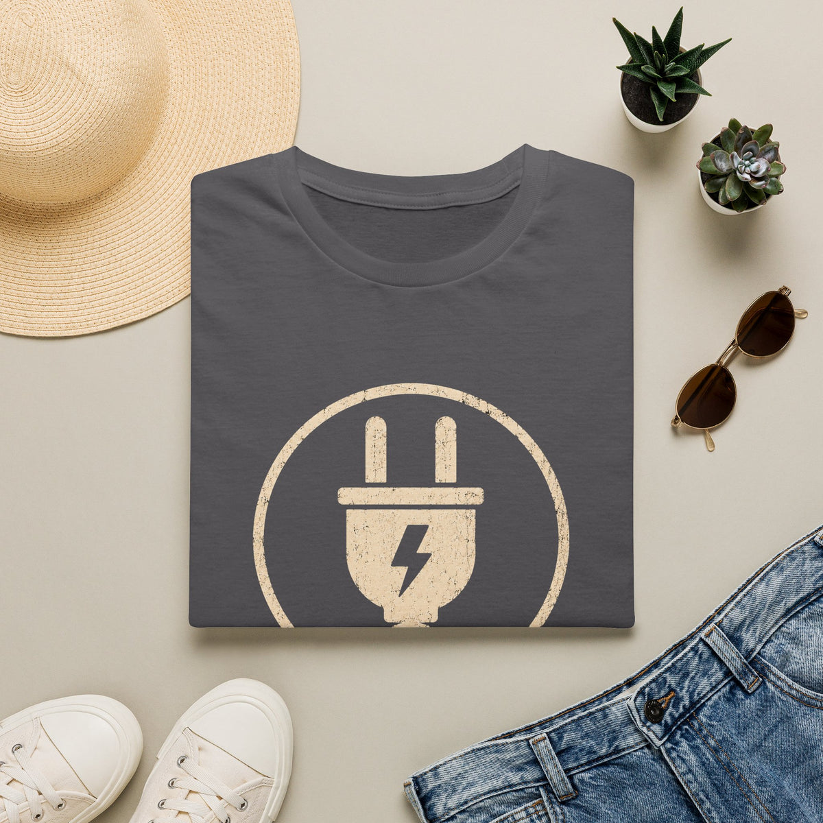 Sparky Electrician T-Shirt — Retro Plug Logo Tee for Electricians & Tech Fans