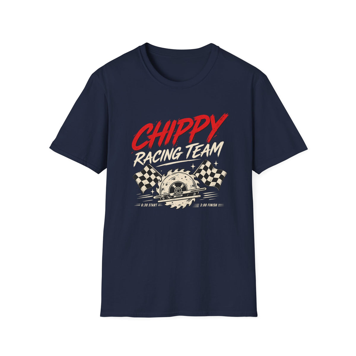 Racing T-Shirt — "Chippy Racing Team" Vintage Checkered Flag Tee