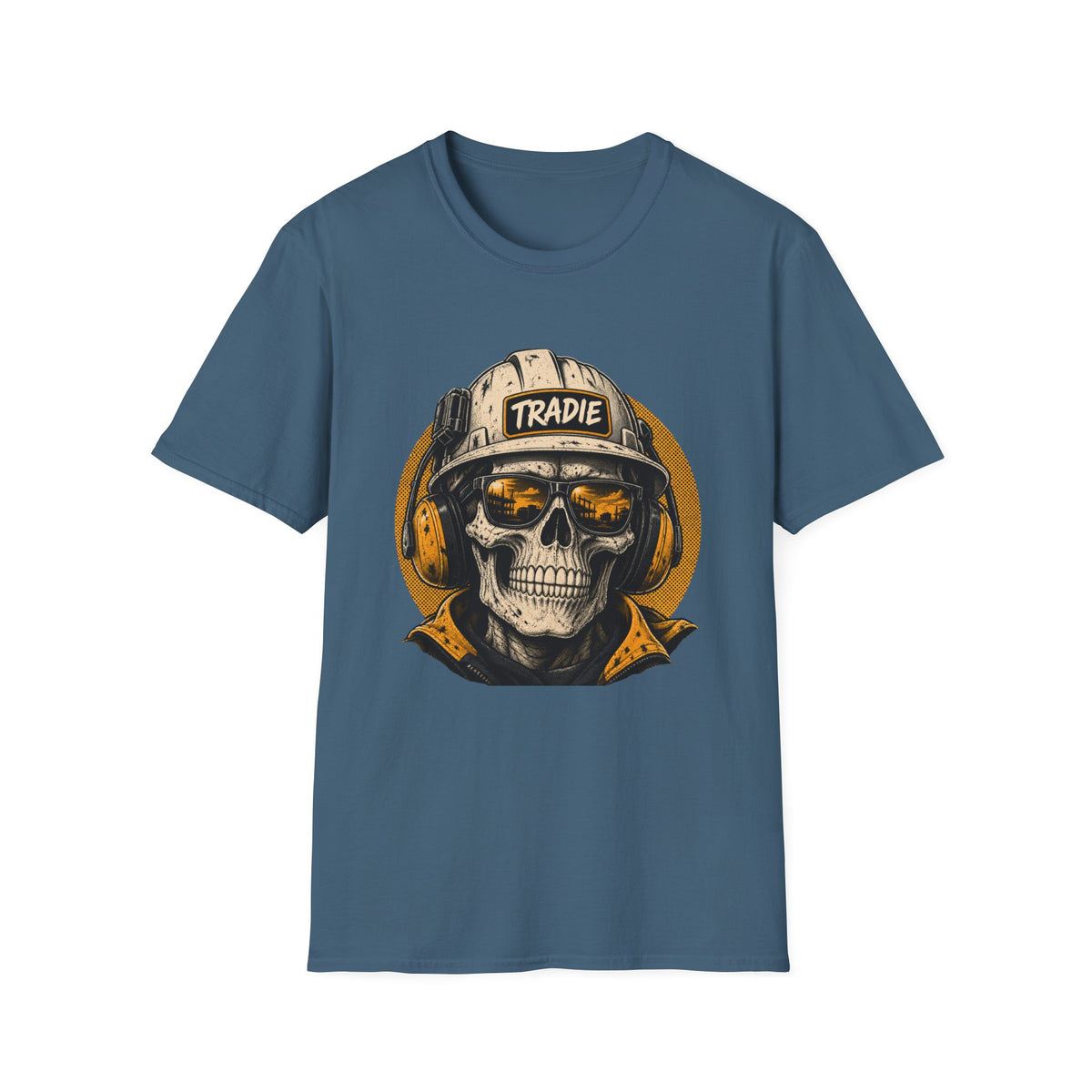 Skull Tradie Tee — Construction Worker Helmet Graphic T-Shirt