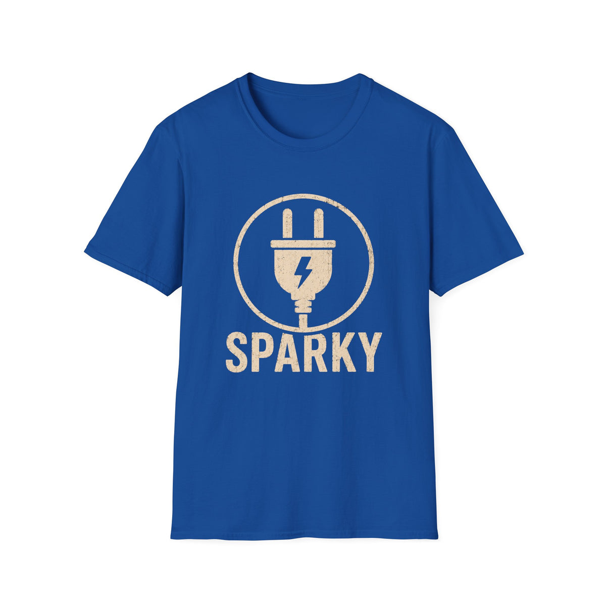 Sparky Electrician T-Shirt — Retro Plug Logo Tee for Electricians & Tech Fans