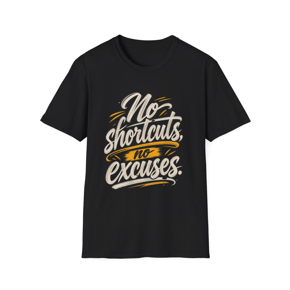 No Shortcuts No Excuses T-Shirt — Motivational Graphic Tee for Fitness & Hustle