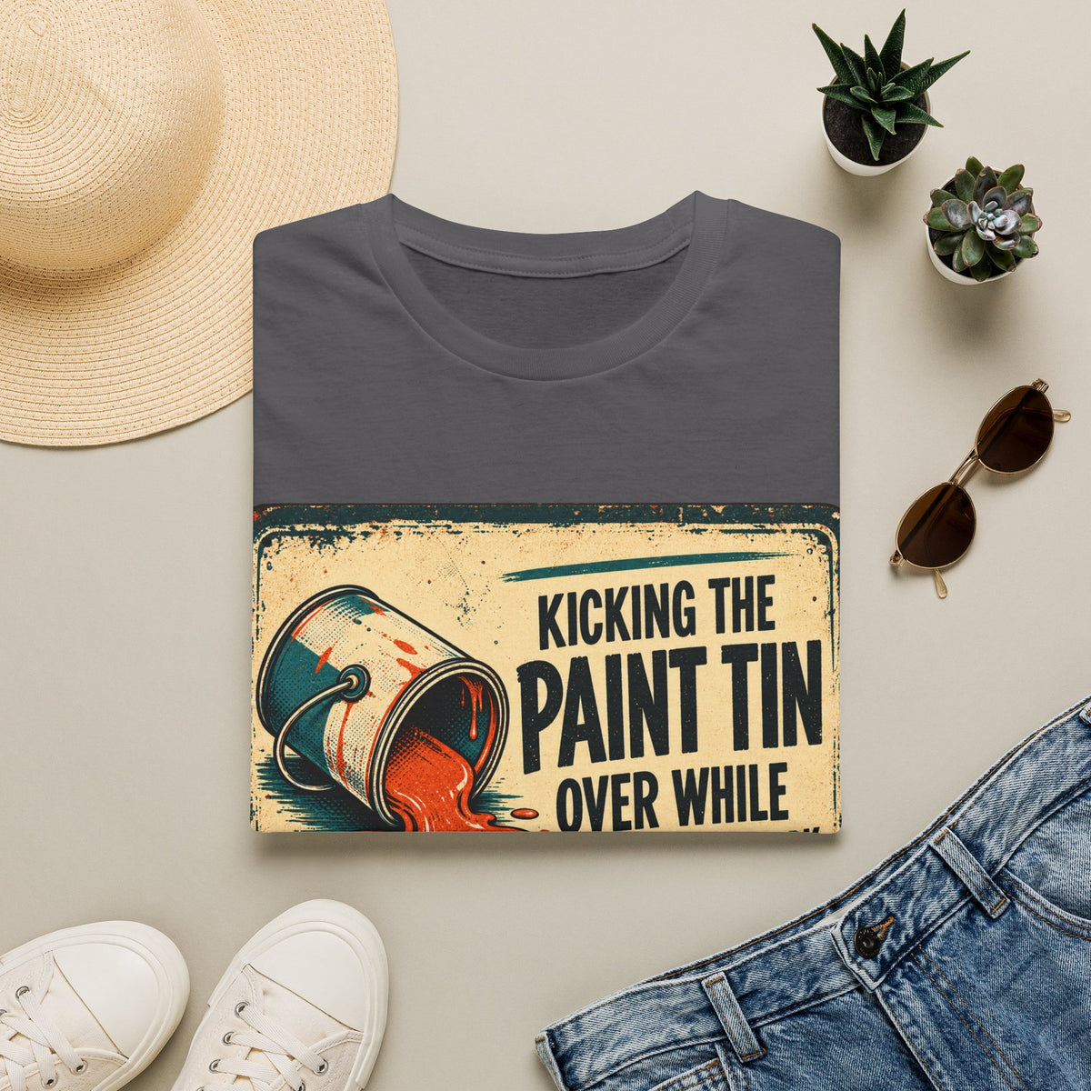 T-Shirt — Kicking the Paint Tin Over While Avoiding Your Wife (Funny Retro Painter Tee)