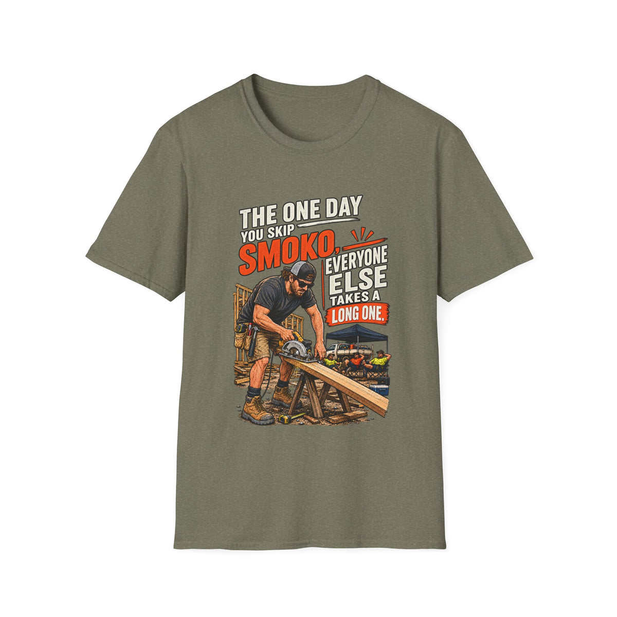 Smoking BBQ T‑Shirt — “The One Day You Skip Smoko…” Grill Cook Tee