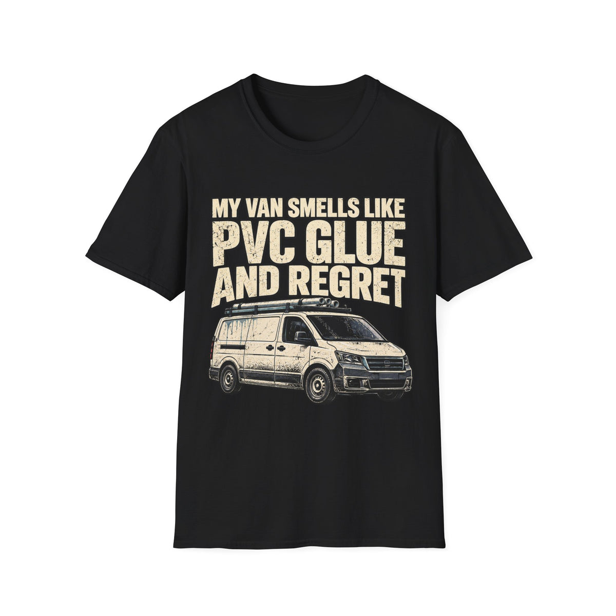 PVC Glue and Regret Van T-Shirt — Funny Campervan Mechanic Tee