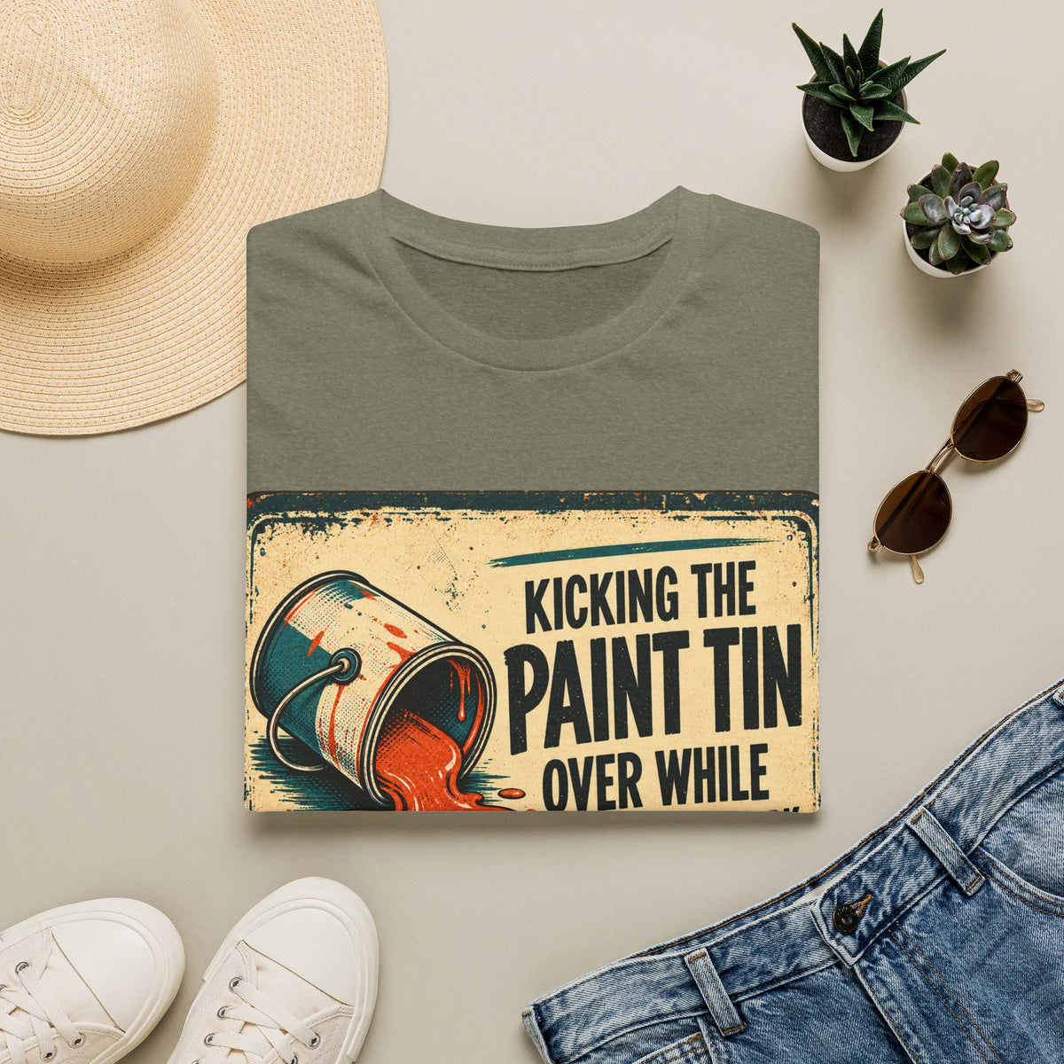 T-Shirt — Kicking the Paint Tin Over While Avoiding Your Wife (Funny Retro Painter Tee)