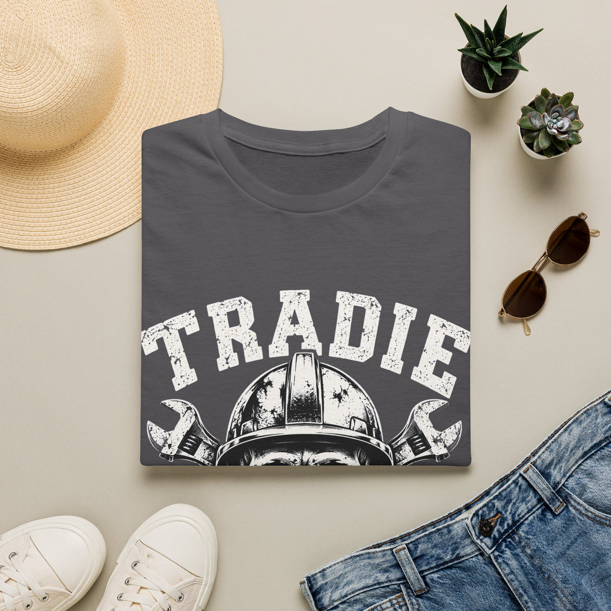 Tradie Skull Helmet Tee — Tradesman Tool Worker T‑Shirt