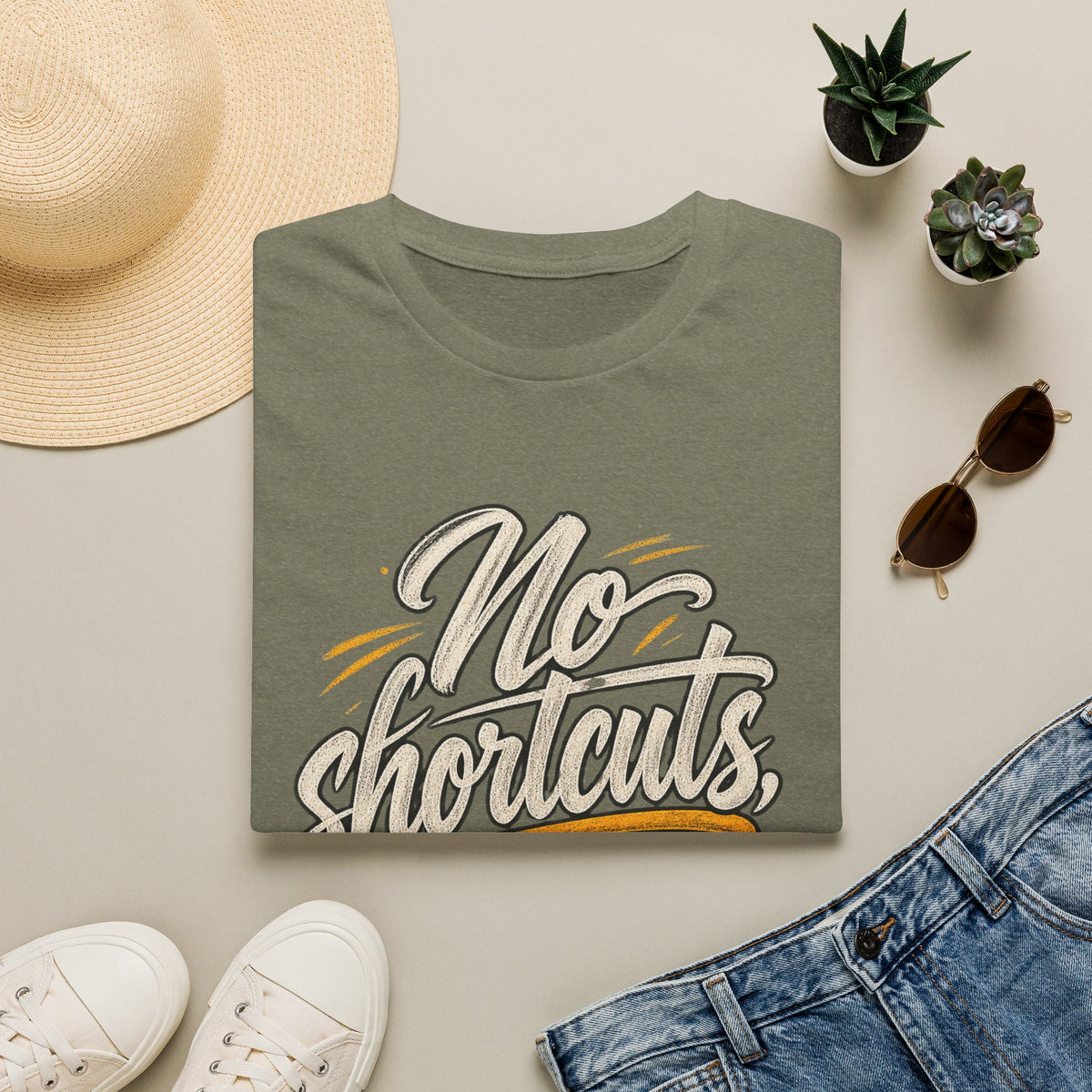 No Shortcuts No Excuses T-Shirt — Motivational Graphic Tee for Fitness & Hustle